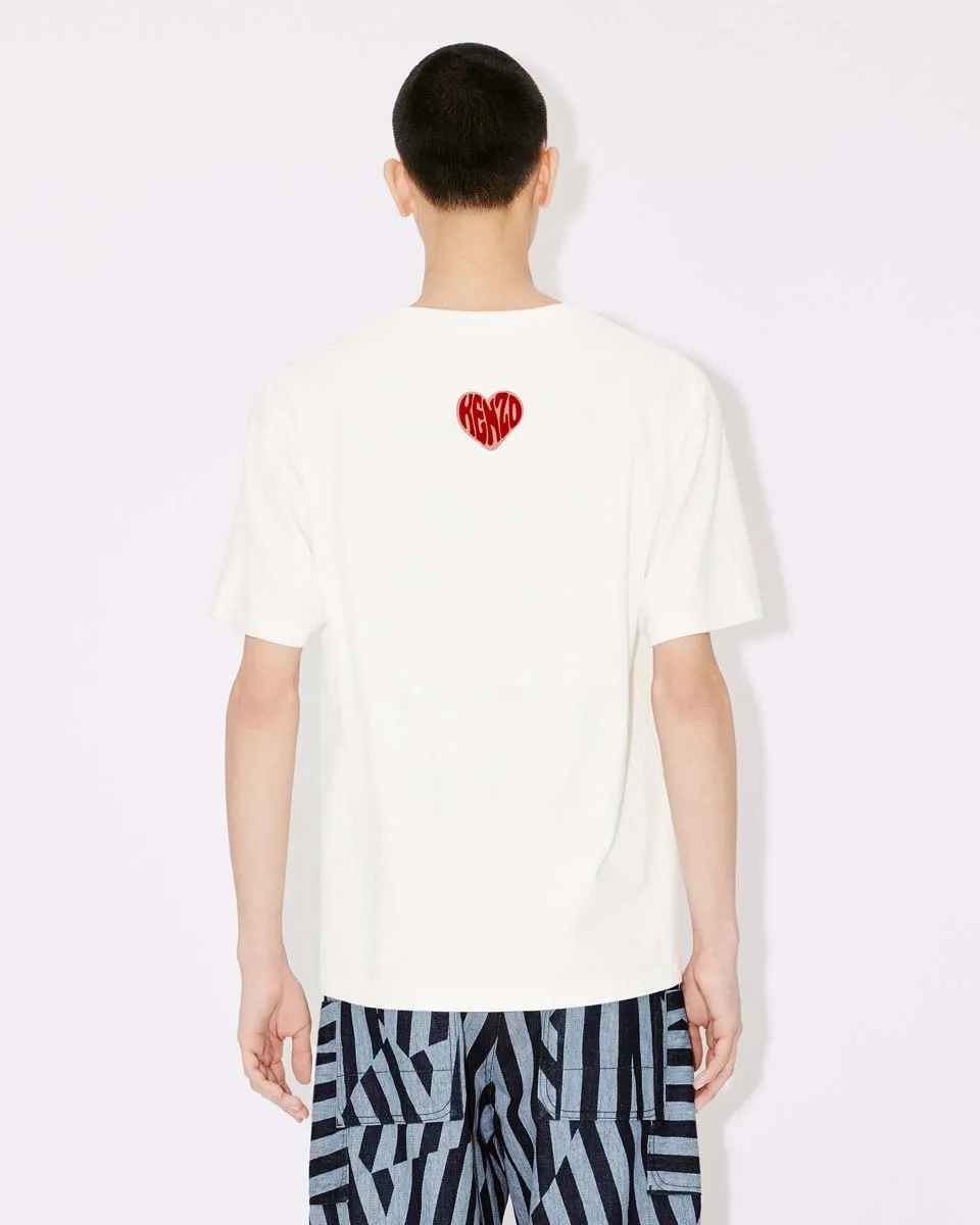 [Chinese Valentine's Day Series] KENZO 23 early autumn new men's love pattern letter casual T-shirt Color: Black Tibetan Blue White Size: M L
